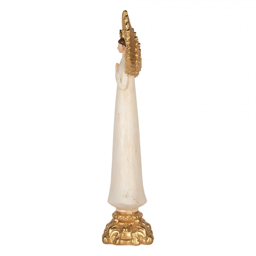 Polyresin-Dekorationsfigur Schutzengel auf Barocksockel Beige-Gold 27x18x78 cm von Clayre & Eef (5PR0222)