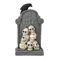 Halloween Dekoration Grabstein RIP mit Rabe LED Totenköpfe Grau 35x13x61 cm von Clayre & Eef (5PR0226)