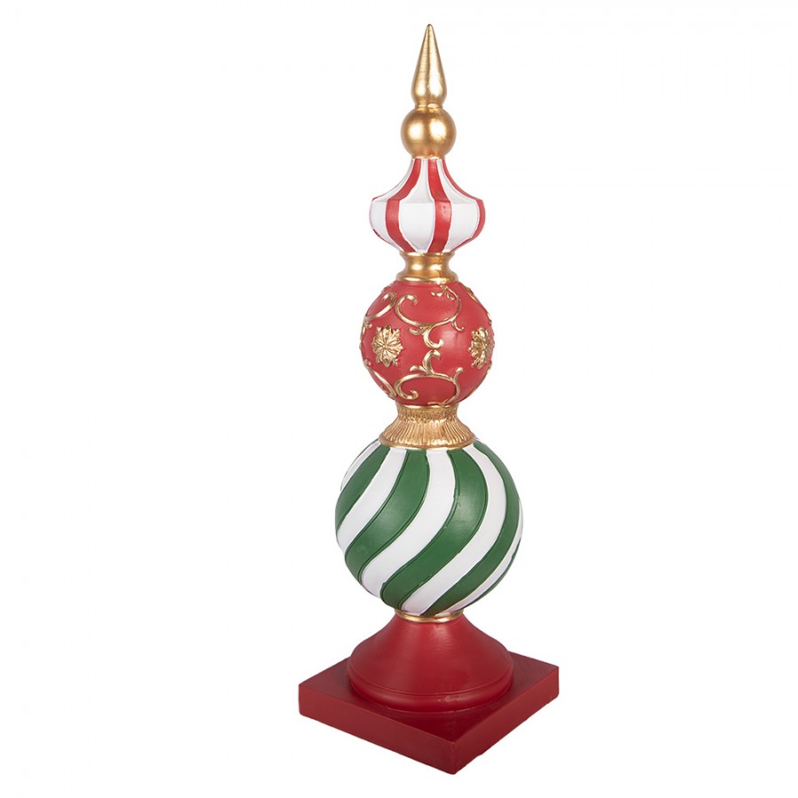 Clayre & Eef Dekofigur „Kugelturm“ aus Polyresin in Rot-Grün-Gold, 16x16x56 cm (5PR0232)