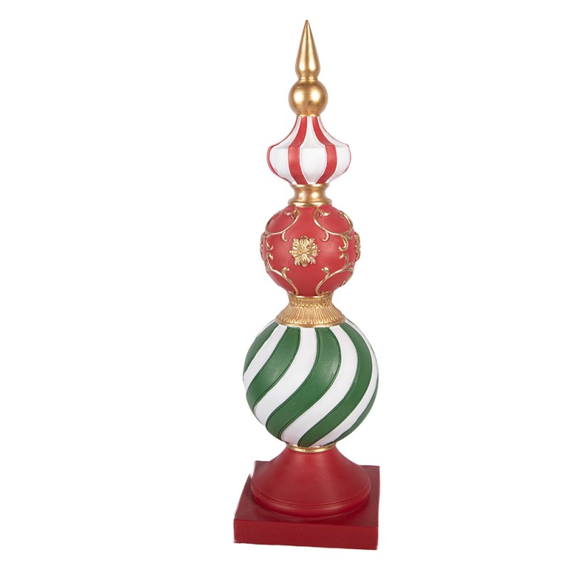 Clayre & Eef Dekofigur „Kugelturm“ aus Polyresin in Rot-Grün-Gold, 16x16x56 cm (5PR0232)