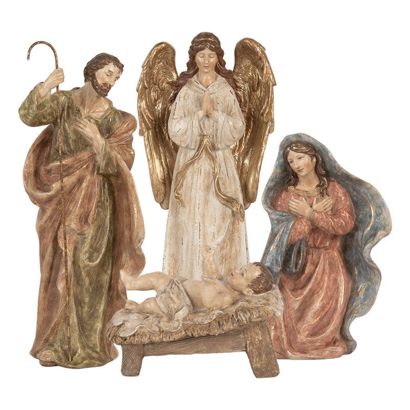 Weihnachtsdekorationsfigur Krippe Heilige Familie betender Engel 23x12x47 cm von Clayre & Eef (5PR0241)