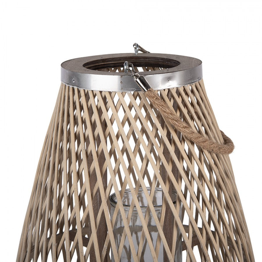 Rattan- & Weiden-Windlicht Amphorenform mit Glaseinsatz Naturbeige Ø 31x50 cm von Clayre & Eef (5RO0105M)