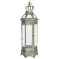 Royale Viktorianische Sechseck-Laterne mit Prunkkrone Antiksilber 19x16x58 cm von Clayre & Eef (5Y0740)