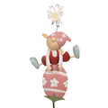Bunter Metall-Gartenstecker Frühlings-Wichtel auf Osterei Rosa 24x7x84 cm von Clayre & Eef (5Y1223)