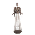 Metall-Dekorationsfigur Engel im Drahtgeflecht-Rock mit Krone Braun 28x19x75 cm von Clayre & Eef (5Y1360)