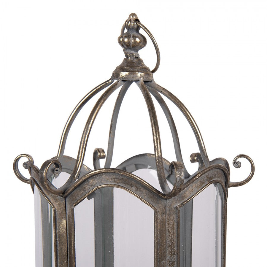 Barocke Metall-Laterne Rund Kronendach Antikbraun-Gold Ø 24x40 cm von Clayre & Eef (5Y1418)