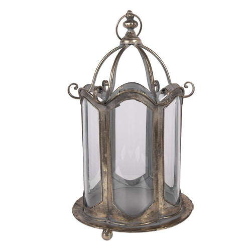 Barocke Metall-Laterne Rund Kronendach Antikbraun-Gold Ø 24x40 cm von Clayre & Eef (5Y1418)