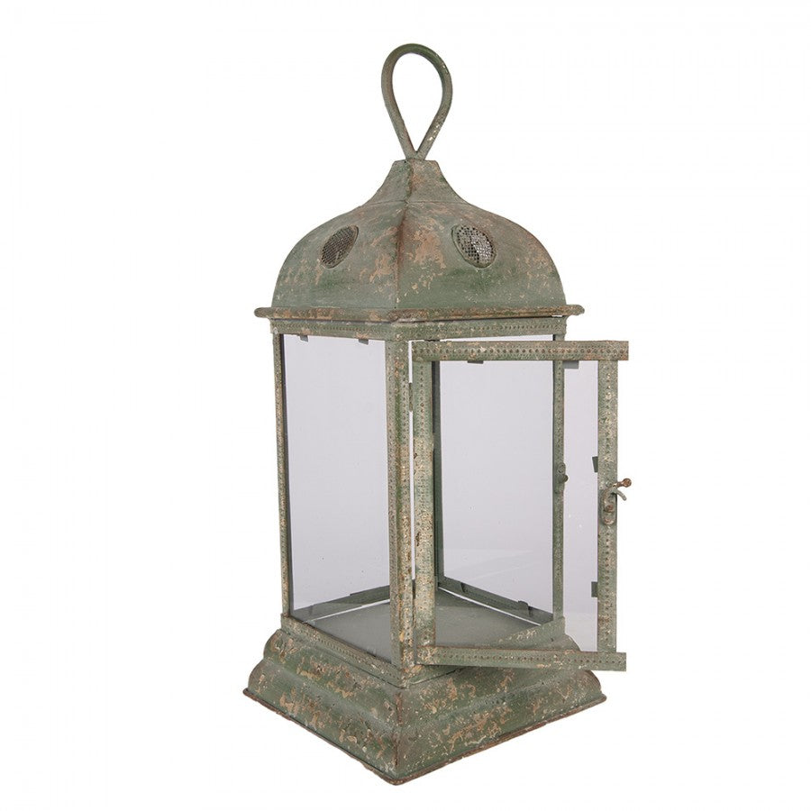 Vintage-Metall-Laterne mit Glastüren Patinagrün 20x20x49 cm von Clayre & Eef (5Y1419)