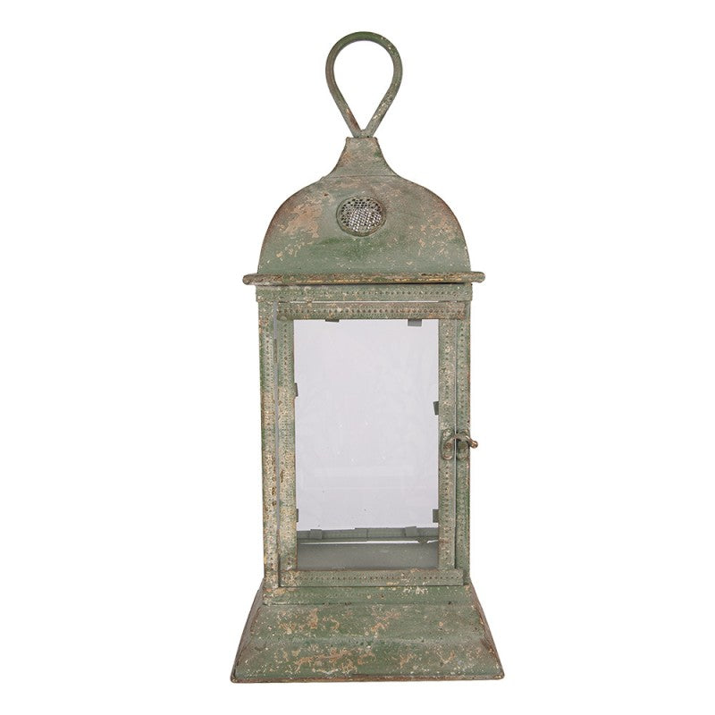 Vintage-Metall-Laterne mit Glastüren Patinagrün 20x20x49 cm von Clayre & Eef (5Y1419)