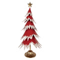 Deko-Weihnachtsbaum Metall mit Schnee & Glockenfuß Rot Weiß Gold 39x31x84 cm von Clayre & Eef (5Y1424)