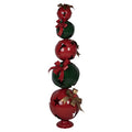 Clayre & Eef Metall-Skulptur „Kugelturm Grand“ aus Metall in Rot-Grün-Gold, 53x44x135 cm (5Y1459)