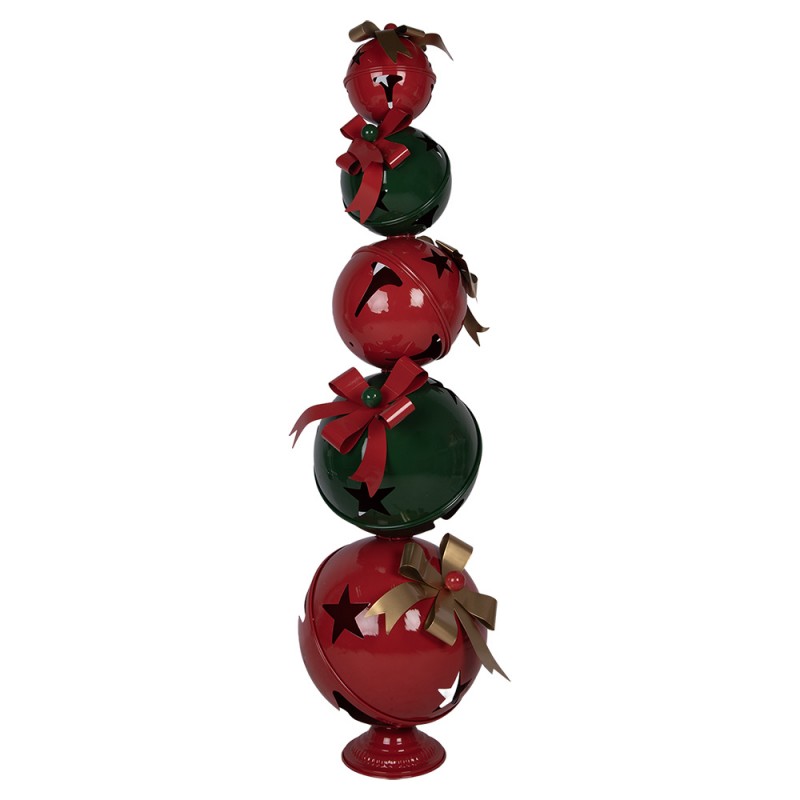 Clayre & Eef Metall-Skulptur „Kugelturm Grand“ aus Metall in Rot-Grün-Gold, 53x44x135 cm (5Y1459)