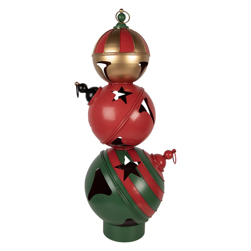 Clayre & Eef Metall-Skulptur „Kugelturm“ aus Metall in Rot-Gold-Grün, 31x30x88 cm (5Y1460)