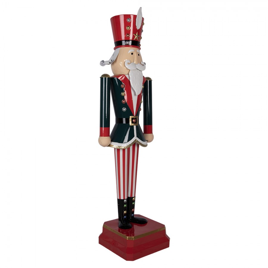 Monumentale Weihnachtsfigur Nussknacker-Offizier Parade Rot-Grün Metall 37x31x134 cm von Clayre & Eef (5Y1461)