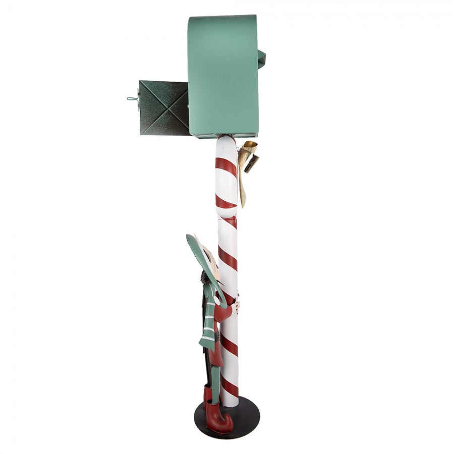Monumentale Weihnachtsfigur Standbriefkasten mit Elfe Letters to Santa Grün-Rot Metall 31x16x96 cm von Clayre & Eef (5Y1463)