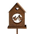 Edelrost-Gartenstecker Vogelhaus mit Vogelfamilie & Herz Braun Metall 14x14x92 cm von Clayre & Eef (5Y1468)