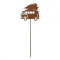 Edelrost-Gartenstecker Retro-Bulli / Van mit Weihnachtsbaum Braun Metall 26x1x75 cm von Clayre & Eef (5Y1470)