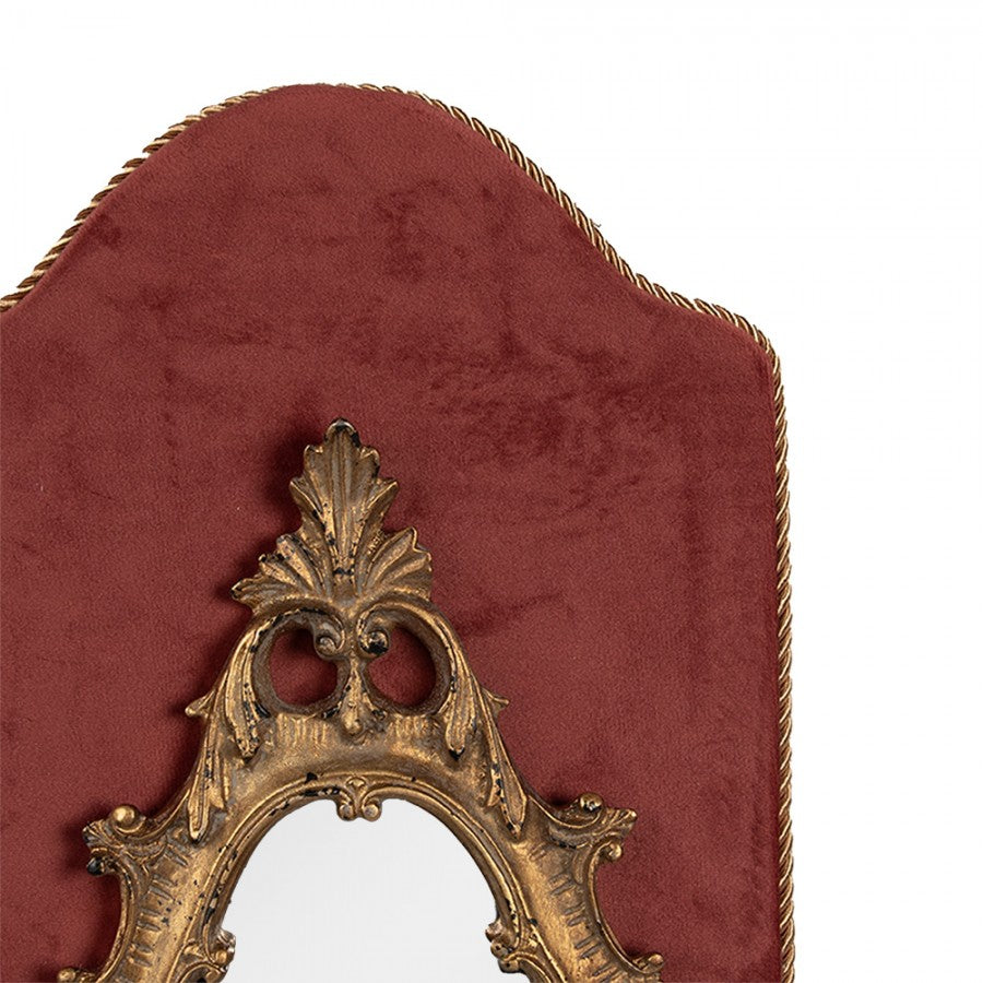 Barocker Wandspiegel auf Samtpaneel mit Quaste Altrosa-Gold 20x3x44 cm von Clayre & Eef (62S293)