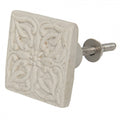 Keramik-Möbelknauf Quadratisch mit Barock-Relief Sandbeige 4x3x4 cm von Clayre & Eef (64168)