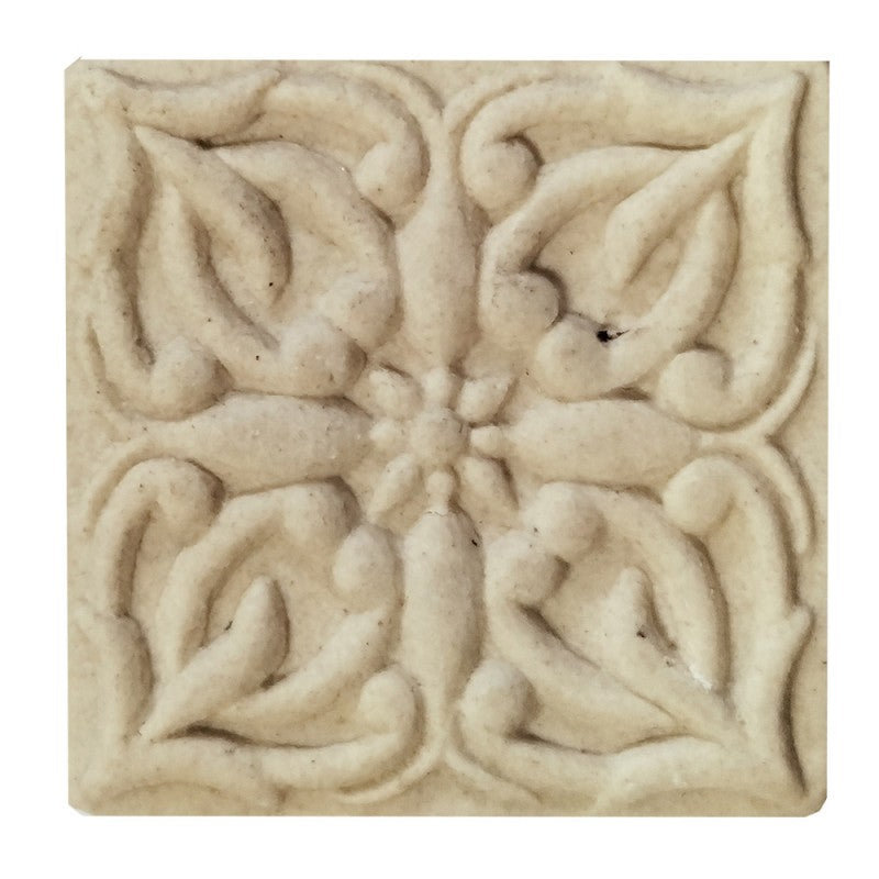 Keramik-Möbelknauf Quadratisch mit Barock-Relief Sandbeige 4x3x4 cm von Clayre & Eef (64168)