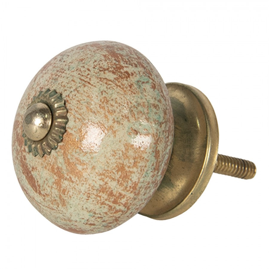 Keramik-Möbelknauf Rund Marmoriert Kupferbraun-Mintgrün Ø 4x4 cm von Clayre & Eef (64480)