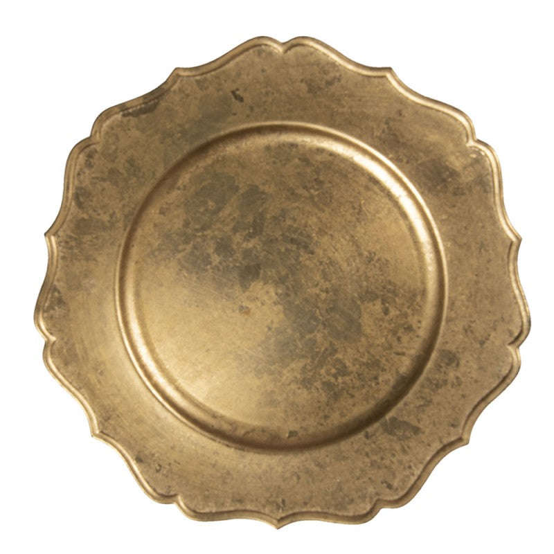 Platzteller Barock Wellenrand Antikgold Ø 33 cm Speiseteller Kuchenteller von Clayre & Eef (64597GO)