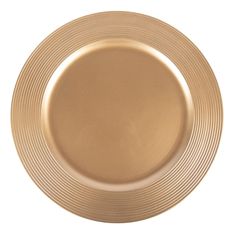Platzteller Rillenstruktur Mattgold Ø 33 cm Speiseteller Kuchenteller von Clayre & Eef (64601)
