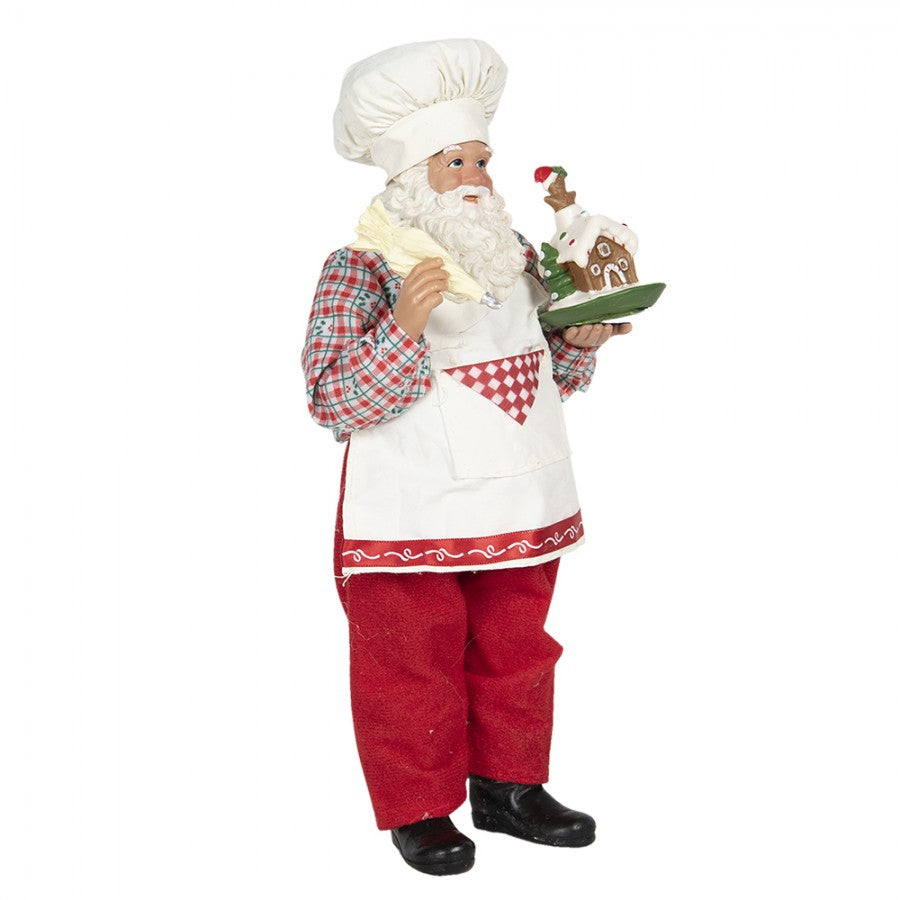 Clayre & Eef Textil-Weihnachtsmann „Bäcker Weihnachtsbäckerei “, 13x10x28 cm (64648)