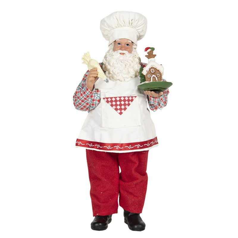 Clayre & Eef Textil-Weihnachtsmann „Bäcker Weihnachtsbäckerei “, 13x10x28 cm (64648)