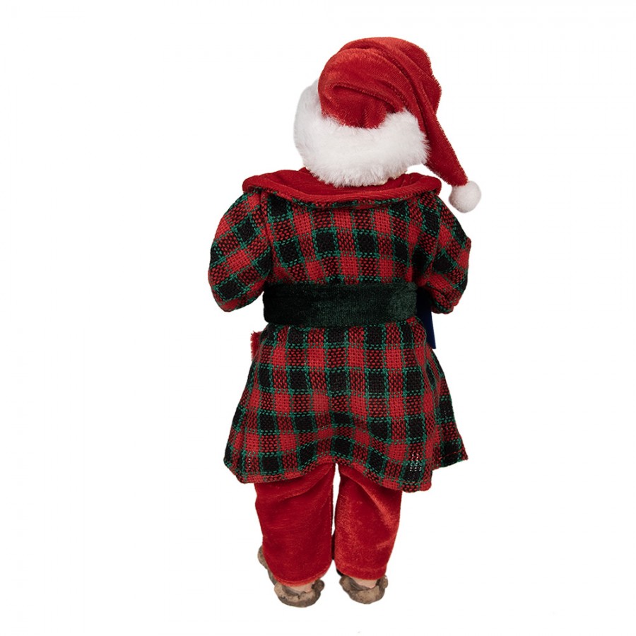 Clayre & Eef Textil-Weihnachtsmann „im Schlafanzug “, 16x8x28 cm (65222)