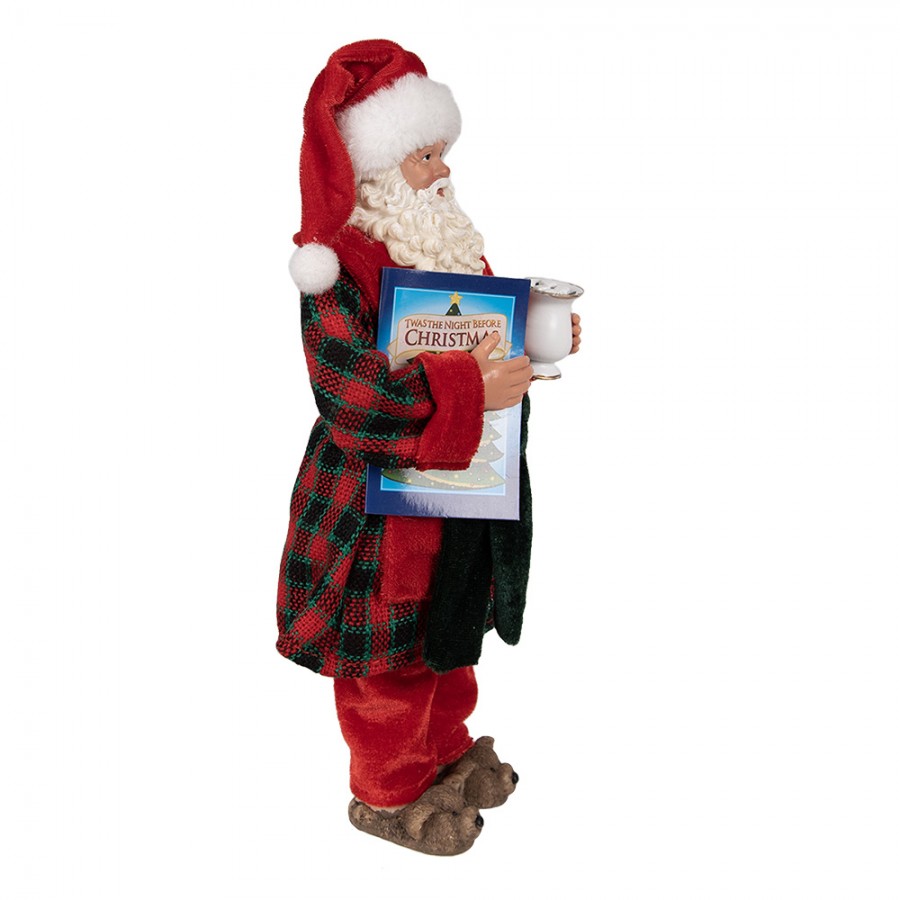 Clayre & Eef Textil-Weihnachtsmann „im Schlafanzug “, 16x8x28 cm (65222)