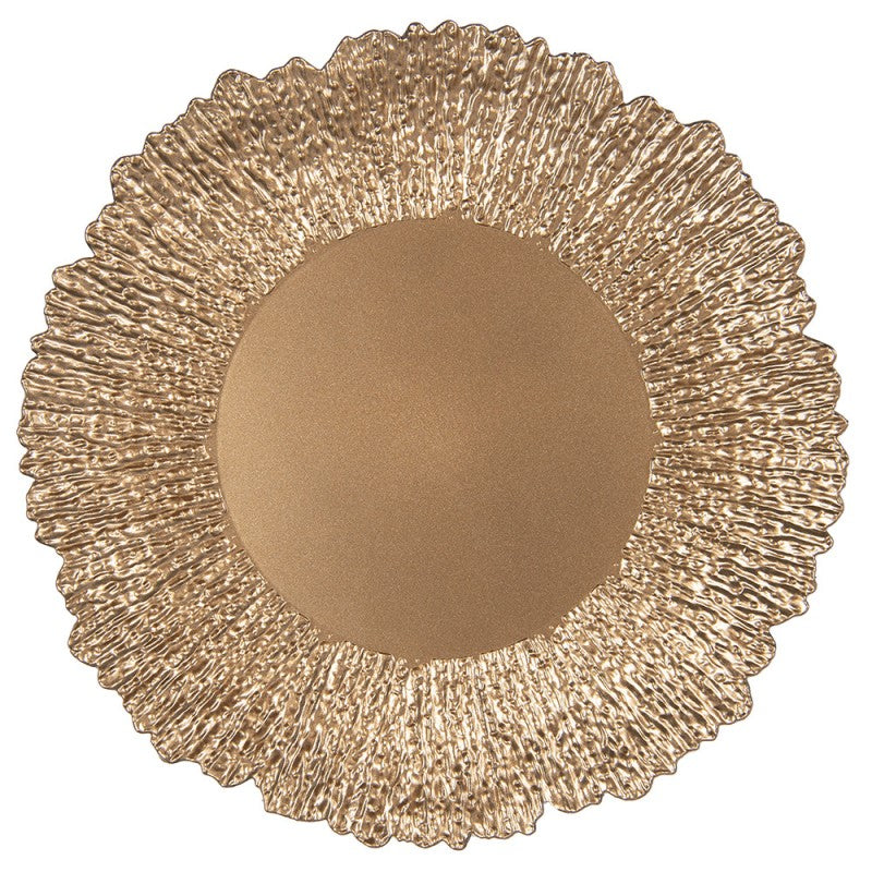 Platzteller Strahlen-Relief Gold Rund Ø 33 cm Speiseteller Kuchenteller von Clayre & Eef (65241)