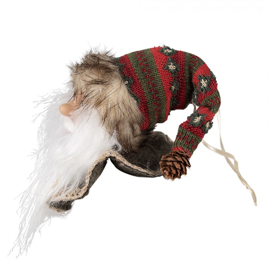 Clayre & Eef Dekohänger „Weihnachtsmann-Kopf XXL“ in Rot-Weiß, 10x9x28 cm (65267)