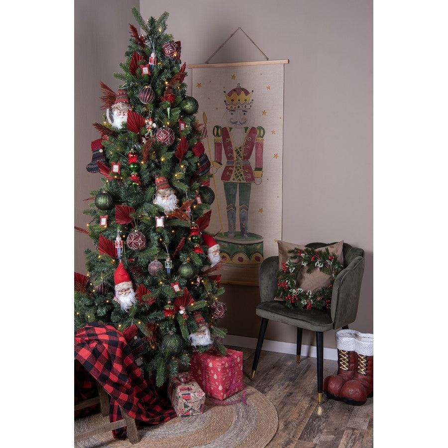 Clayre & Eef Dekohänger „Weihnachtsmann-Kopf XXL“ in Rot-Weiß, 10x9x28 cm (65267)