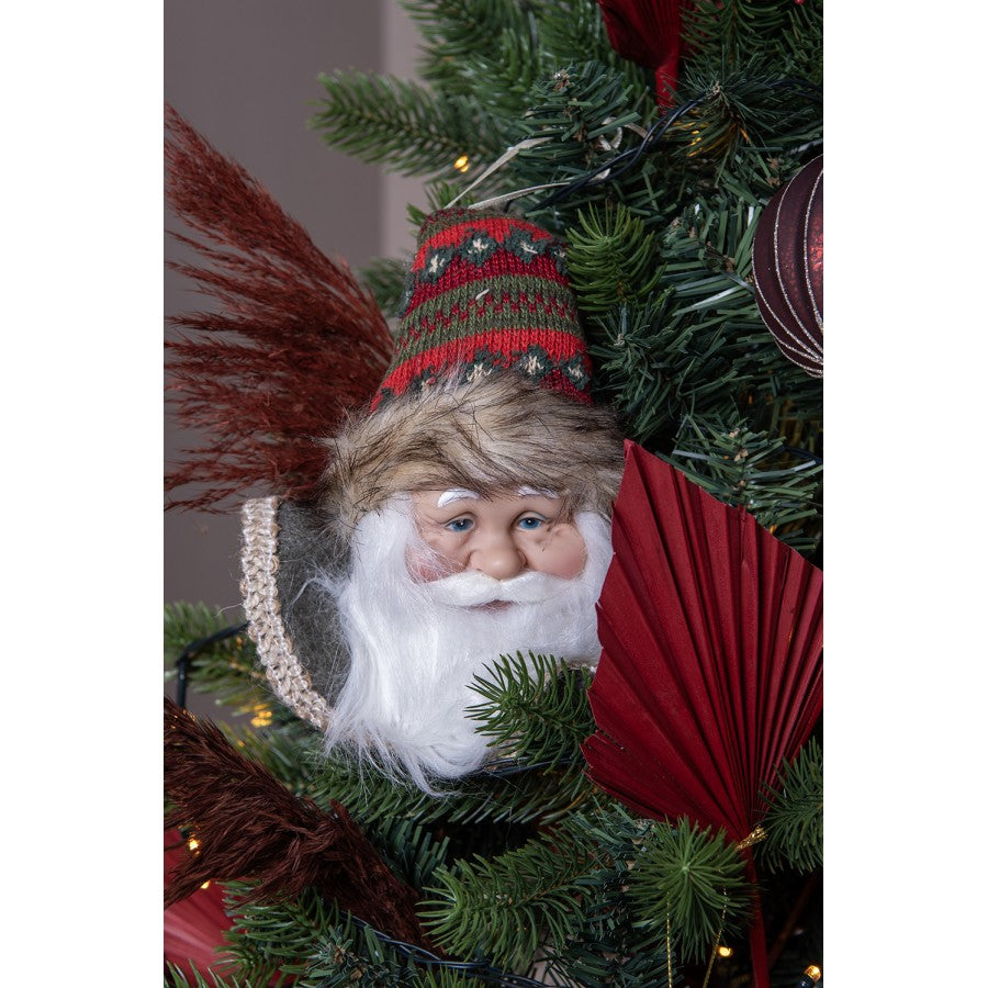 Clayre & Eef Dekohänger „Weihnachtsmann-Kopf XXL“ in Rot-Weiß, 10x9x28 cm (65267)