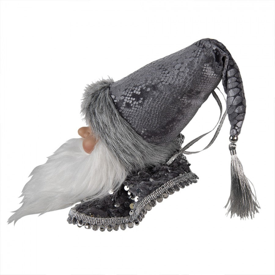 Clayre & Eef Dekohänger „Weihnachtsmann-Kopf XXL“ in Grau-Weiß, 10x9x28 cm (65269)
