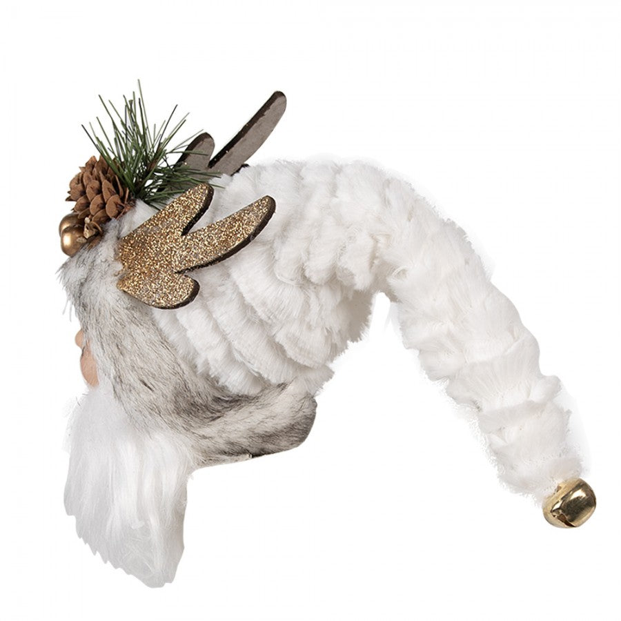 Clayre & Eef Dekohänger „Weihnachtsmann-Kopf XXL“ in Weiß, 10x9x28 cm (65272)