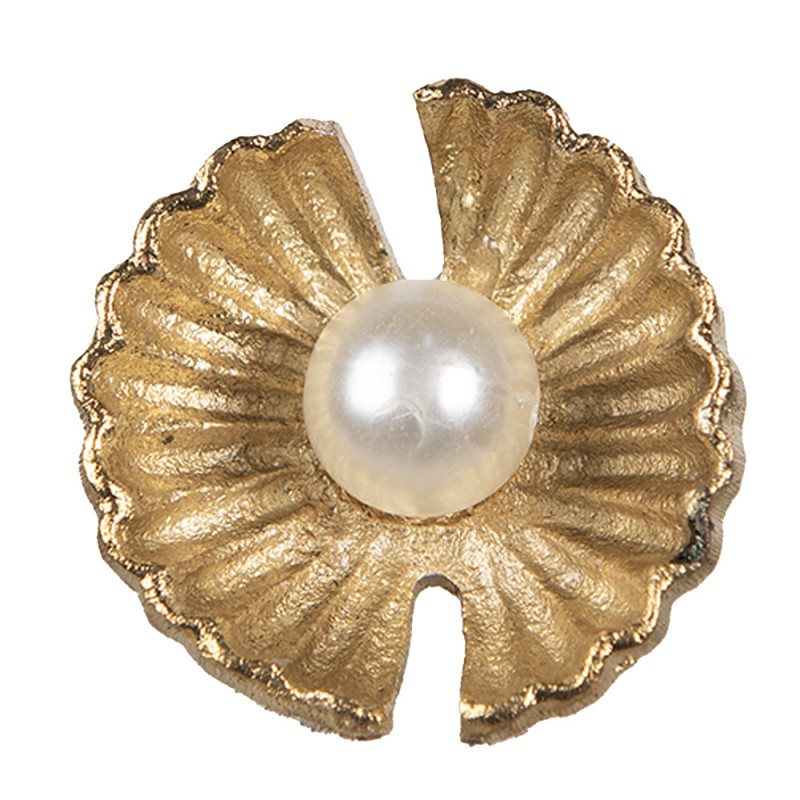 Metall-Möbelknauf Muschel mit Perle Goldfarbig Ø 3x6 cm von Clayre & Eef (65276)