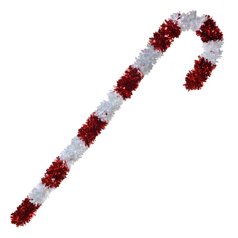 Weihnachtsdekoration Zuckerstange XXL Lametta Rot Weiß 32x10x120 cm von Clayre & Eef (65472L)
