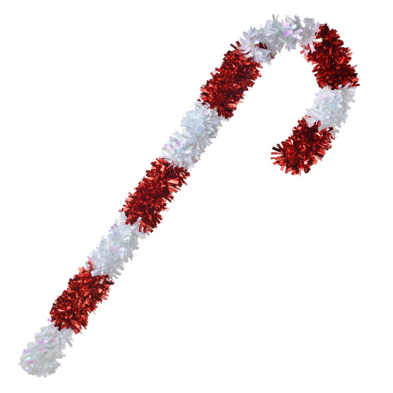 Weihnachtsdekoration Zuckerstange XXL Lametta Rot Weiß 26x7x95 cm von Clayre & Eef (65472M)