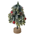 Deko-Weihnachtsbaum im Jutesack mit Zapfen & Beeren Grün Verschneit 12x12x24 cm von Clayre & Eef (65572)
