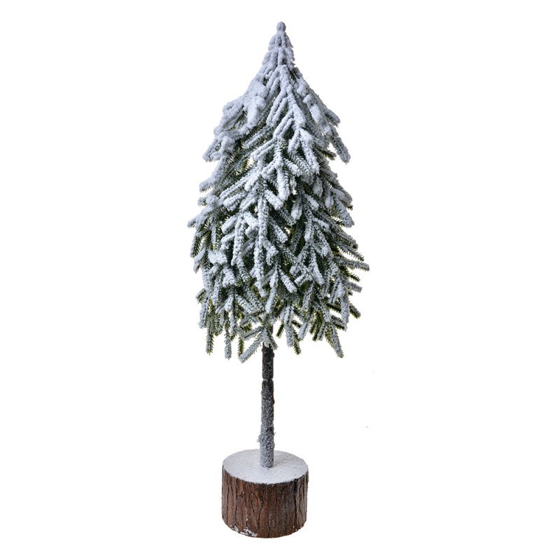Deko-Weihnachtsbaum mit echtem Holzstamm verschneit Grün Weiß 20x15x53 cm von Clayre & Eef (65580)