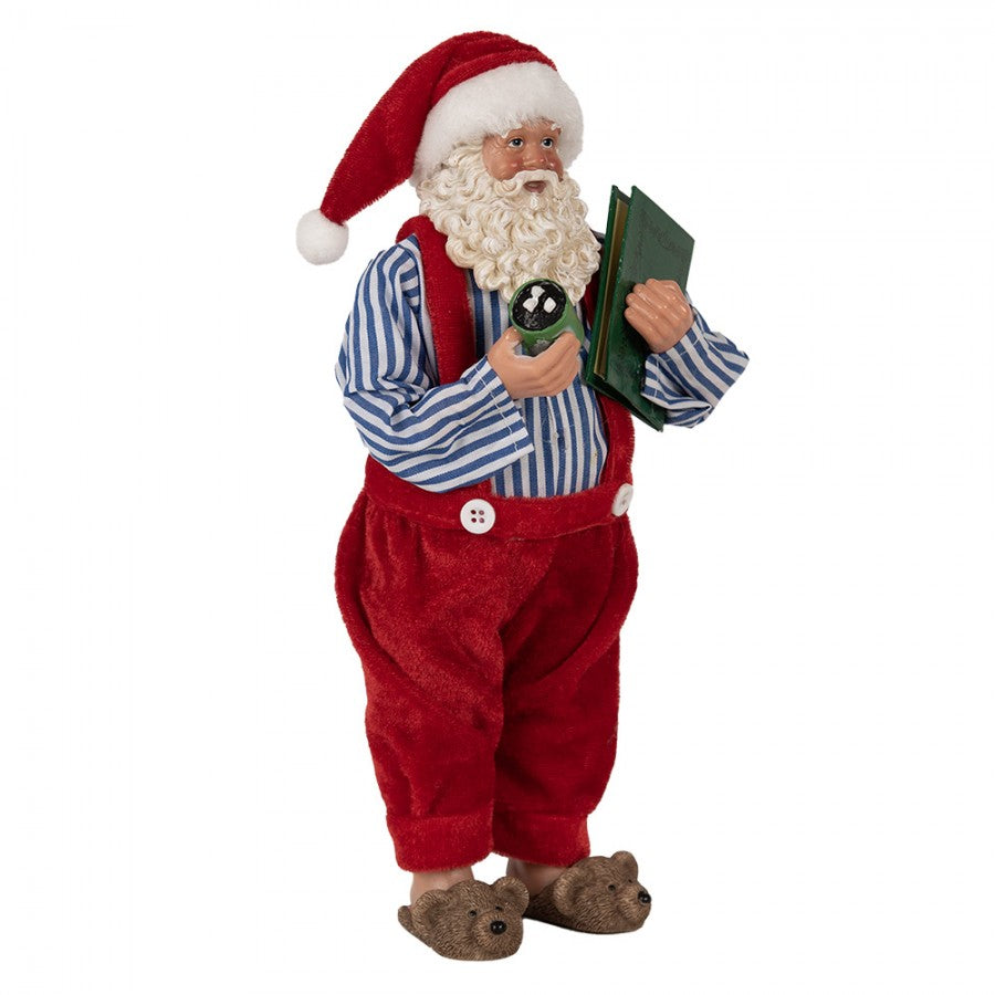 Clayre & Eef Textil-Weihnachtsmann „mit Buch“, 13x10x27 cm (65590)