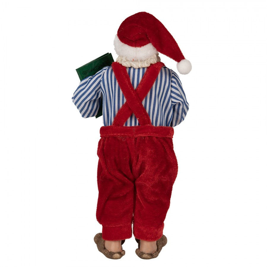 Clayre & Eef Textil-Weihnachtsmann „mit Buch“, 13x10x27 cm (65590)