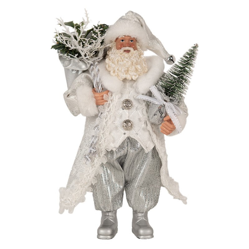 Clayre & Eef Textil-Weihnachtsmann „Waldweihnacht mit Geschenkesack“, 16x10x27 cm (65591)