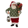 Clayre & Eef Textil-Weihnachtsmann „Mit Geschenken und Laterne“, 17x11x27 cm (65592)