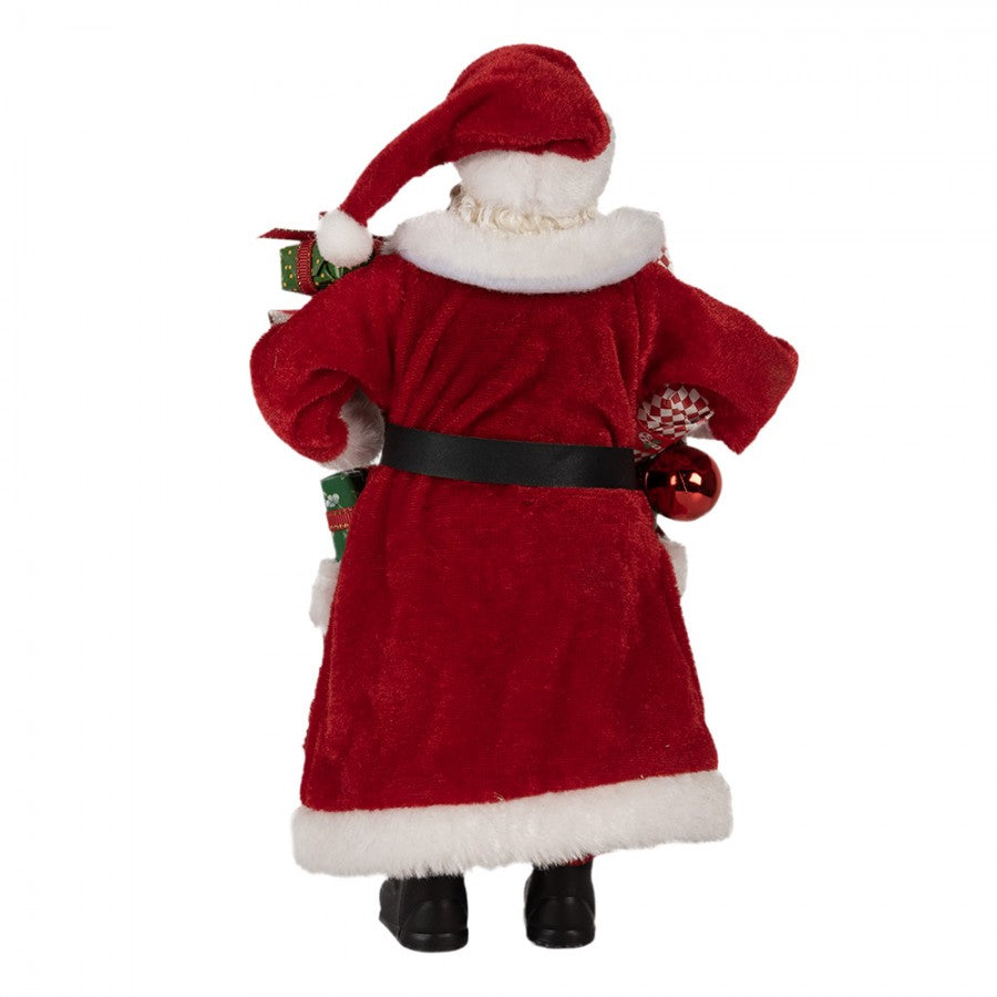 Clayre & Eef Textil-Weihnachtsmann „Im Roten Pelzmantel“, 16x10x27 cm (65594)