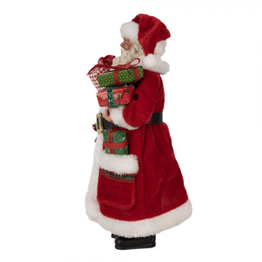 Clayre & Eef Textil-Weihnachtsmann „Im Roten Pelzmantel“, 16x10x27 cm (65594)