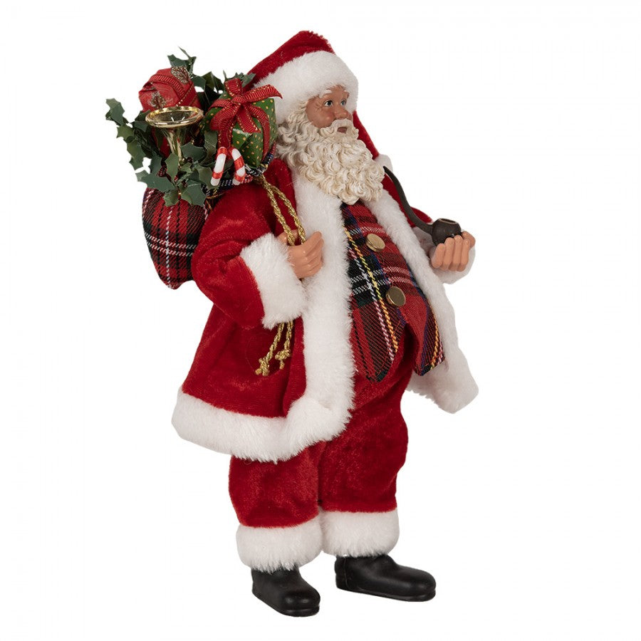 Clayre & Eef Textil-Weihnachtsmann „Mit Gabensack“, 16x10x27 cm (65596)