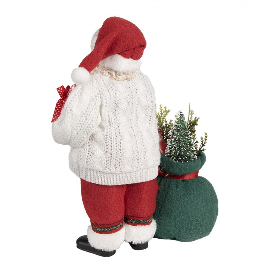 Clayre & Eef Textil-Weihnachtsmann „Mit Großem Gabenpaket“, 18x13x27 cm (65599)